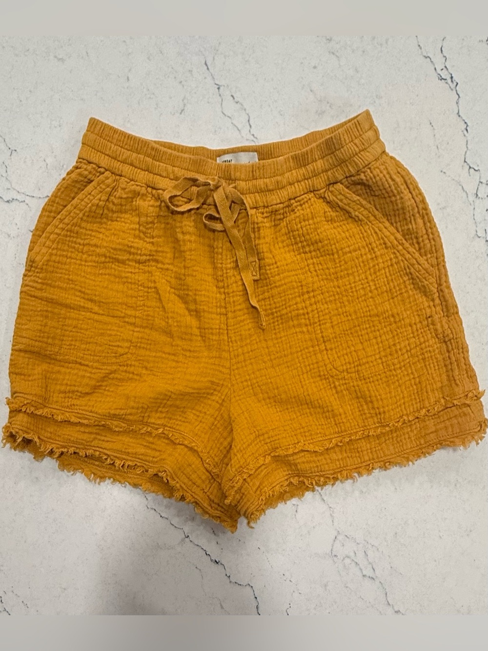 Saturday Sunday by Anthropologie Women’s Mustard Gauze Shorts XS Drawstring